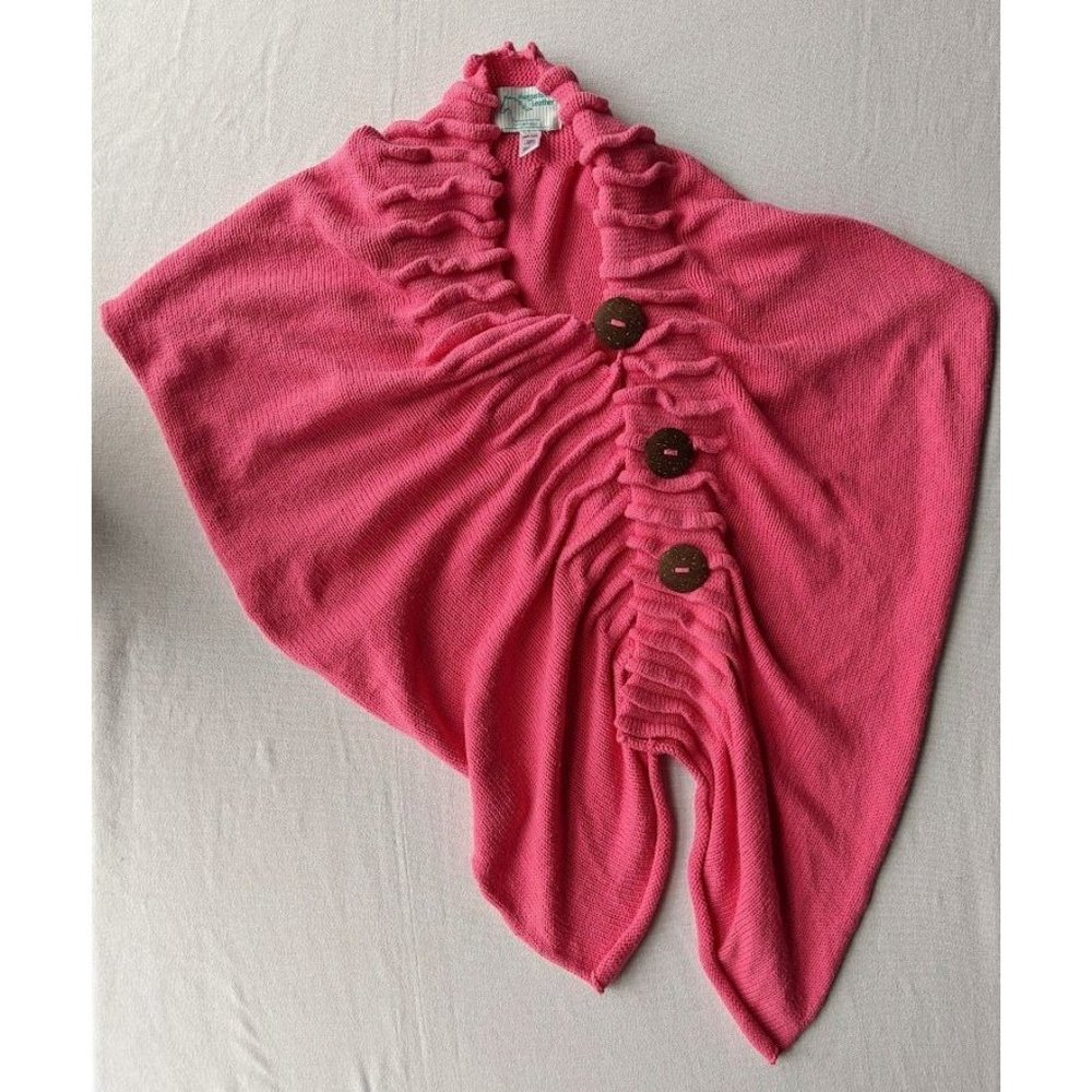 Women's Augustina's Leather Hand Knit Pink Shawl Wrap Carmel California One Size